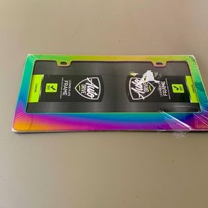 Multi color chrome license plate cover frame.